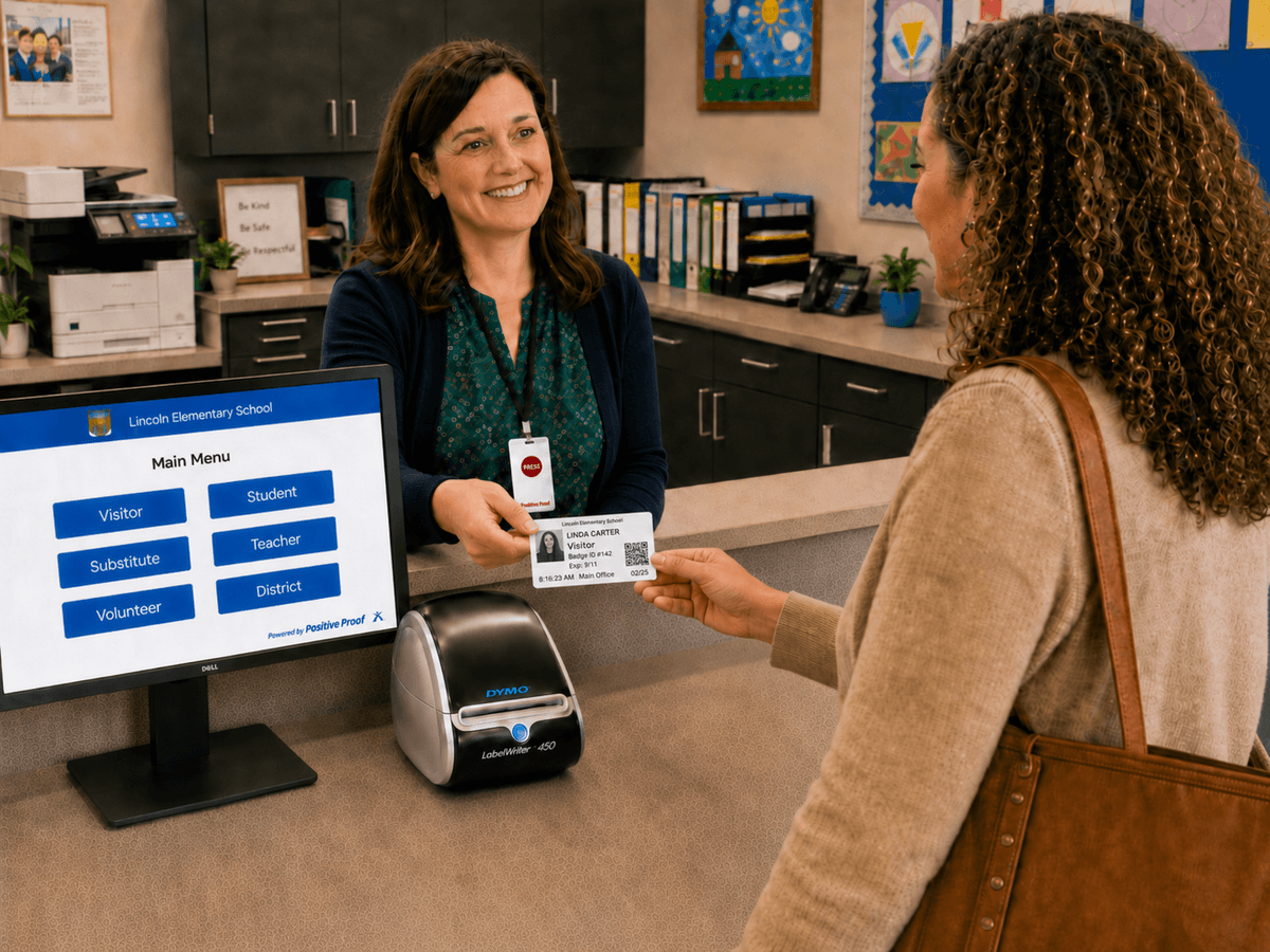 K-12 school safety platform — Positive Proof visitor management, panic buttons, and door monitoring for districts