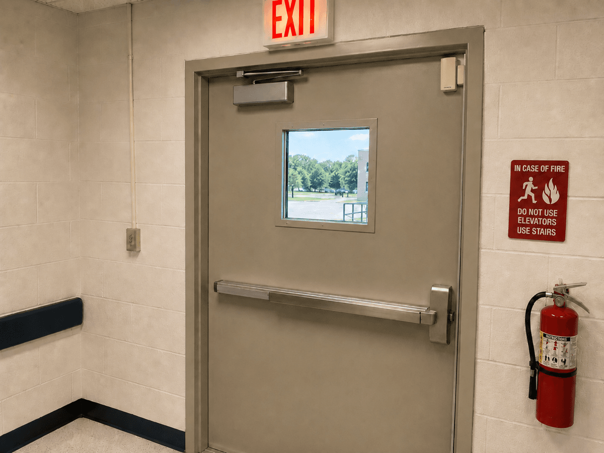 Positive Proof door monitoring: wireless sensors on exterior doors with live status across the campus